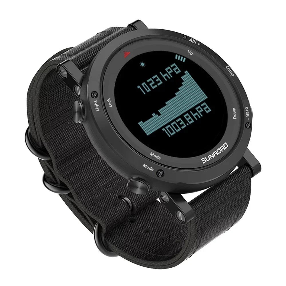 SUNROAD Barometer Altimeter Compass Thermograph elements Forecast Men Watch 50meters moisture-immune Multifunctional Sports Watch for Mountaineering Running Trekking Camping
