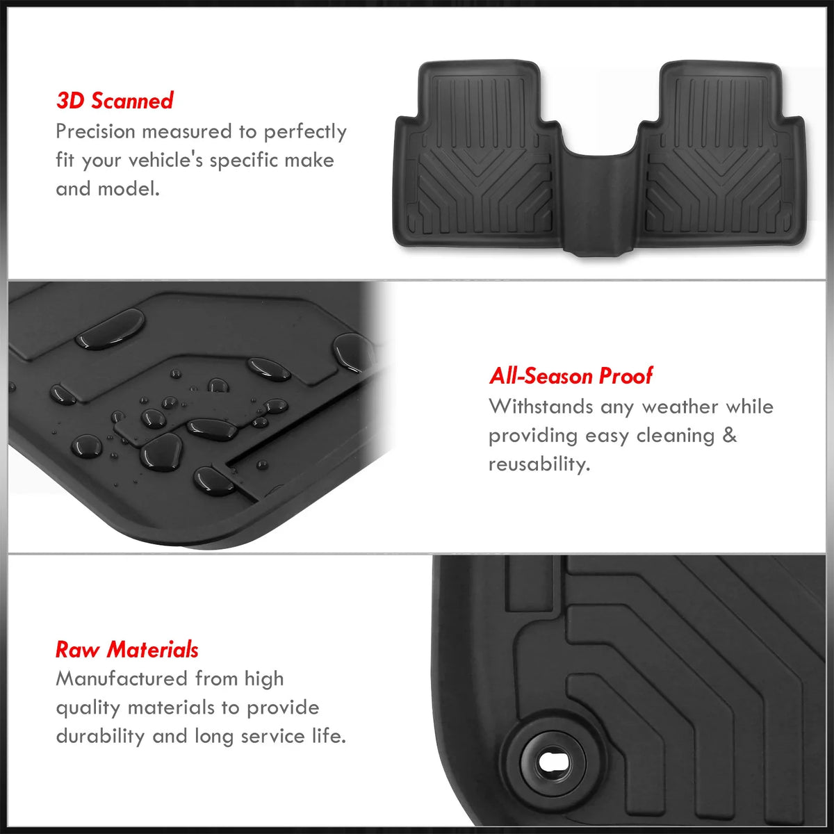 AJP Distributors 3-Piece All climate Season Proof Guard TPE Rubber Floor Mats Liner Front Rear Set matching/Replacement For Honda CR-V CRV SUV RW RT 2017 2018 2019 2020 2021 2022 17 18 19 20 21 22