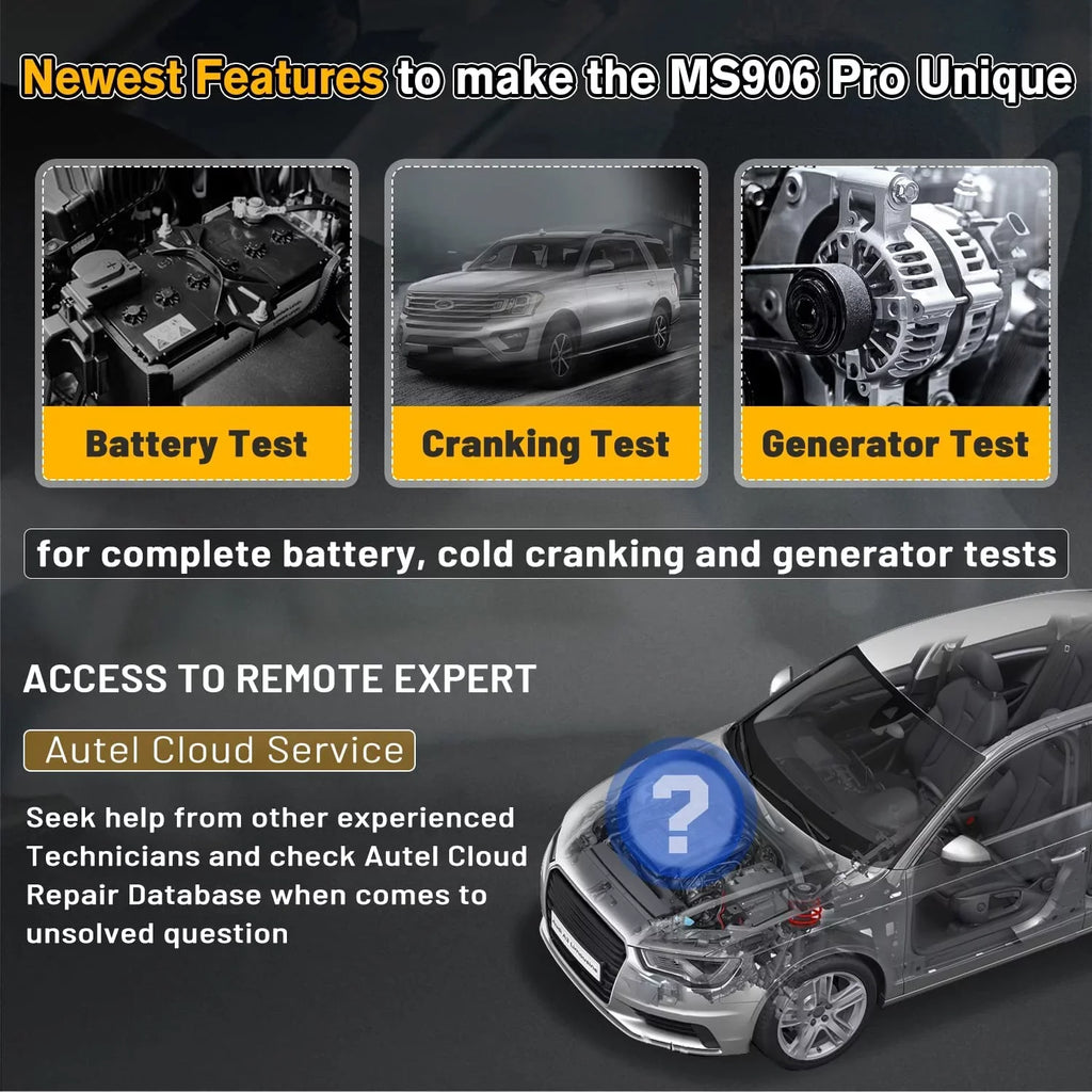 Autel MaxiSYS MS906 Pro Car Diagnostic Scanner, Upgrade of MS906BT/MK906BT, ECU Coding, Bi-Directional Control