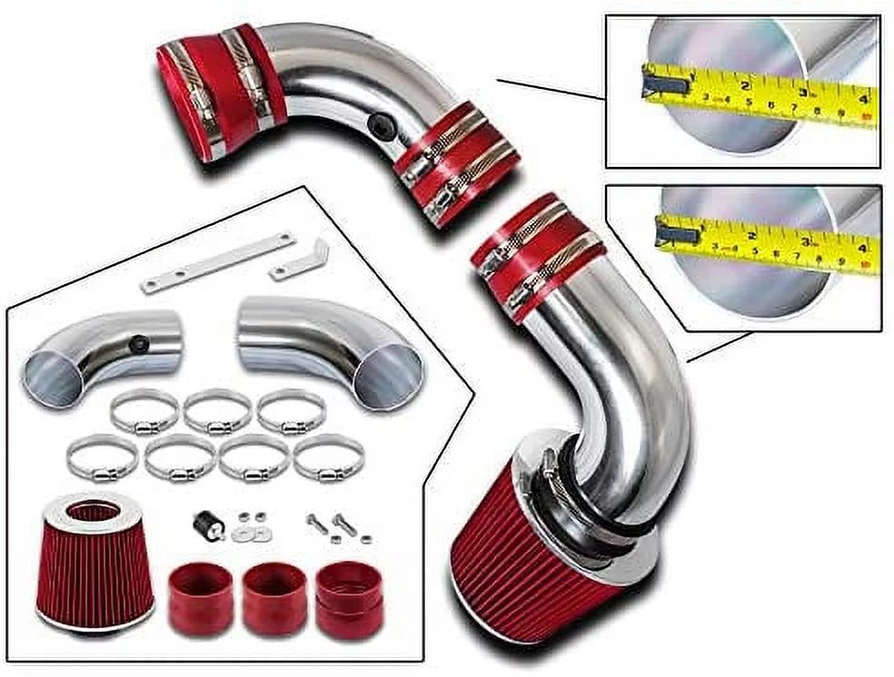 Rtunes Racing Cold Air Intake Kit + Filter Combo RED matching For 96-05 Chevy S10 / Blazer 4.3L / 96-05 GMC Sonoma/Jimmy 4.3L / 97-00 Isuzu Hombre / 96-01 Oldsmobile Bravada 4.3L