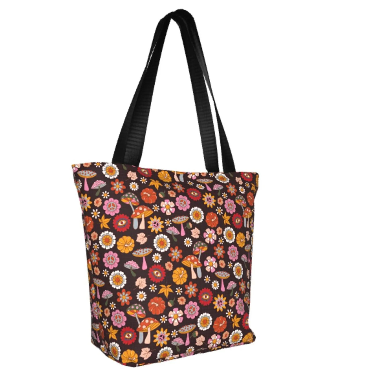 Lukts 70s Groovy Hippie Retro Tote Bag,Shoulder Bag Women'S Hobos Handbags Large Capacity Shopping Bag