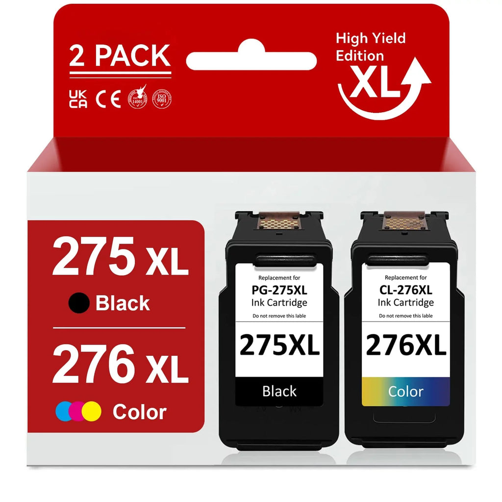 275XL 276XL Ink Cartridge for  Ink 275 and 276 PG-275 XL CL-276 XL High Capacity Combo Pack appropriate with  PIXMA TS3500 TS3520 TS3522 TR4700 TR4720 TR4722 Printer (1 Black, 1 Tri-Color)