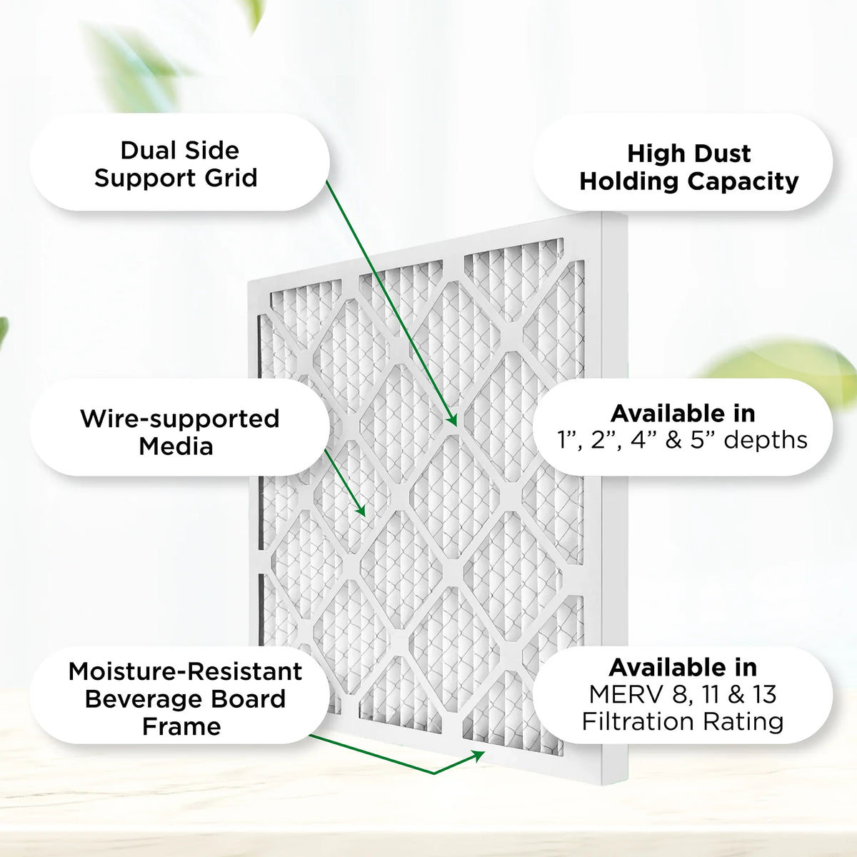 Actual Size: 15-1/2 x 24-1/2 x 1-3/4. Quantity 6. 16x25x2 MERV 11, MPR 1000 Pleated AC Furnace 2" Air Filters by Pamlico