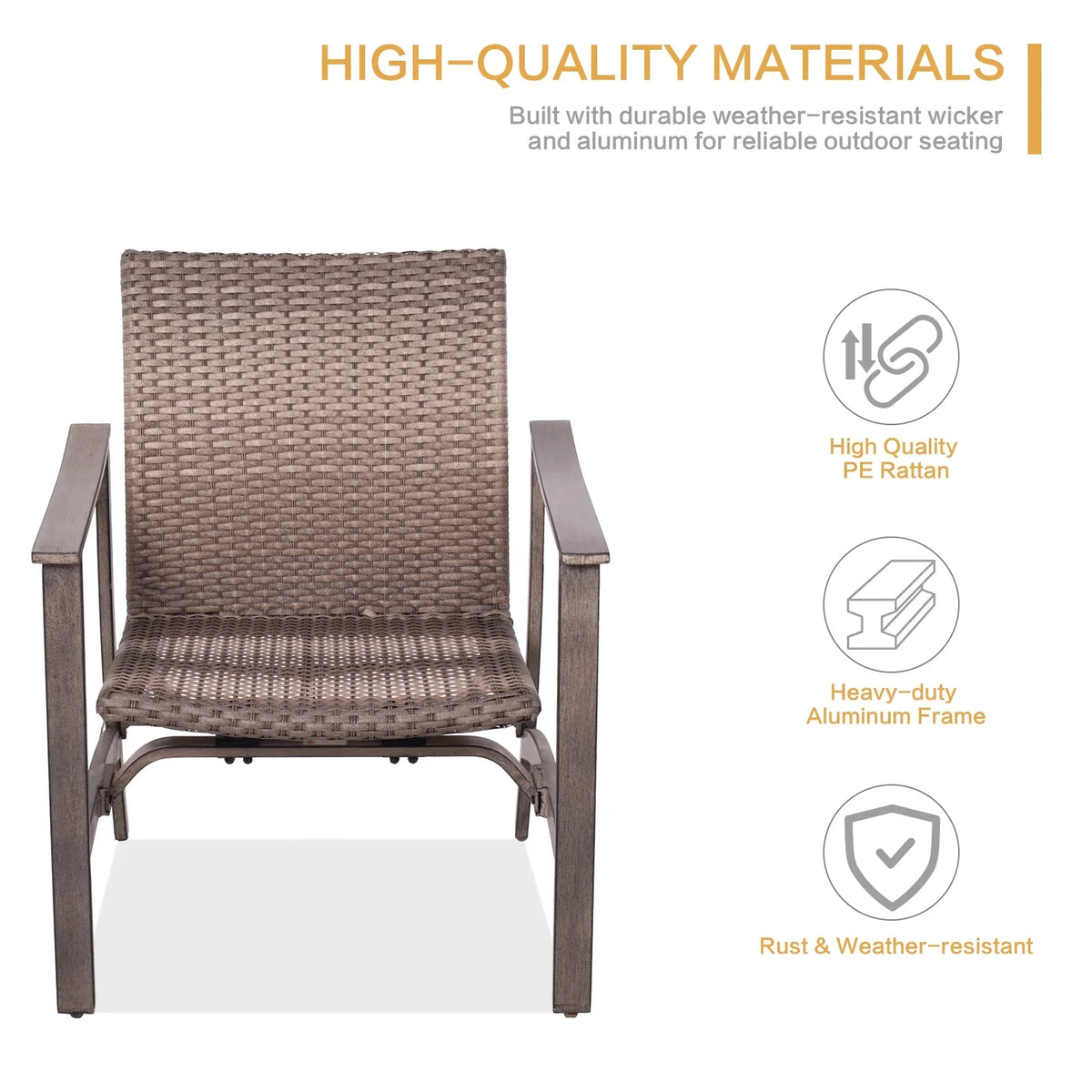 5 Piece Patio Furniture Set with Fire Pit Table, 4 Wicker Rocking Motion Chairs & 33.8"x27.2" 15000 BTU Propane Gas Firepit Table, All-climate Outdoor Conversation Set for Yard Garden Deck
