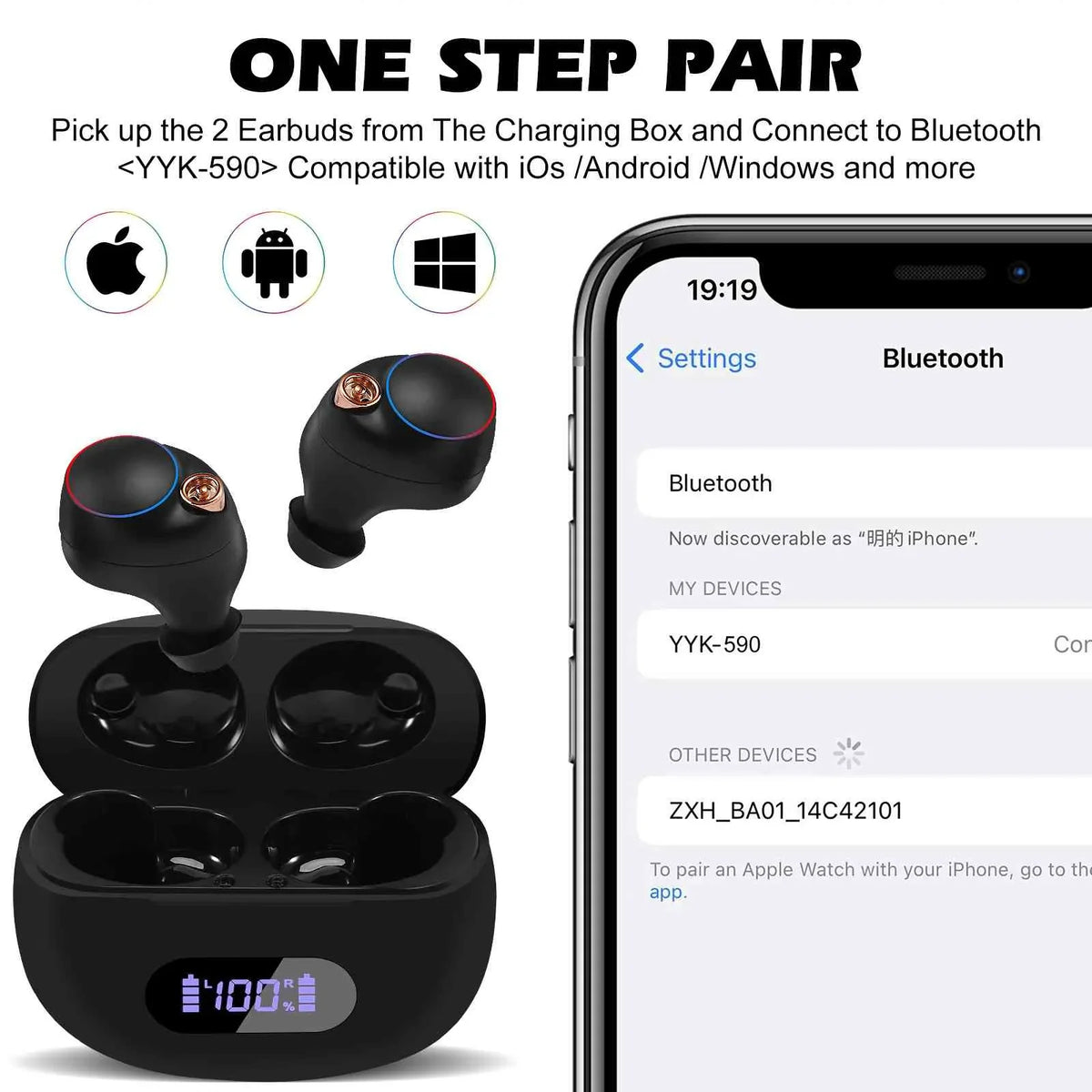 UrbanX True Wireless Bluetooth Earbuds + Charging Case, Black, Dual Connect, IPX5 aqua Resistance, Bluetooth 5.2 Connection, Balanced, Bass Boost appropriate with  Pad Pro