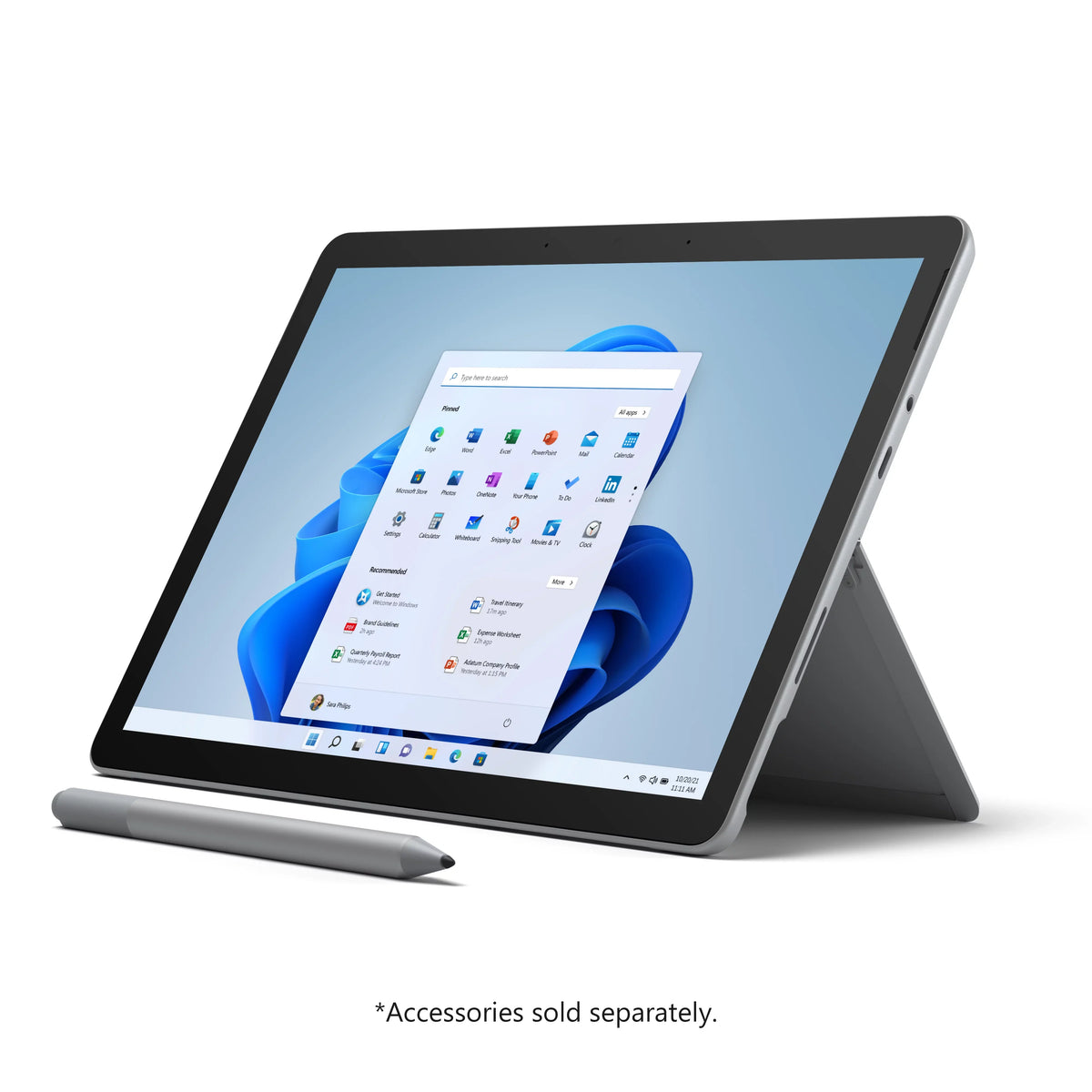 Surface Go 3 10.5" Pixel Sense Flow Display, 10 Point Multi- touch, ®Pentium® Gold 6500Y, 8GB RAM, 128GB SSD, Platinum, Windows 11, 8VA-00001