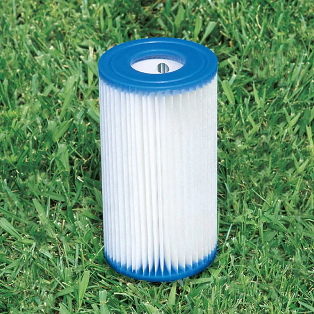 Intex Metal Above Ground Pool w/ Pump, Filter Cartridge 6 Pack, and protector