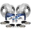 Detroit Axle - Brake Kit for 2012-2020  F-150 Drilled Slotted Brake Rotors Ceramic Brakes Pads 2013 2014 2015 2016 2017 2018 2019 Replacement: 13.78'' Front and 13.70'' Rear Rotors