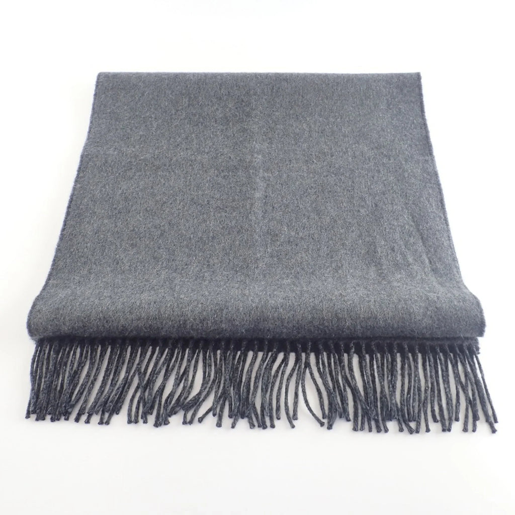 Pre-Owned HERMES Embroidered 100% Cashmere Scarf Black Grey (Good)