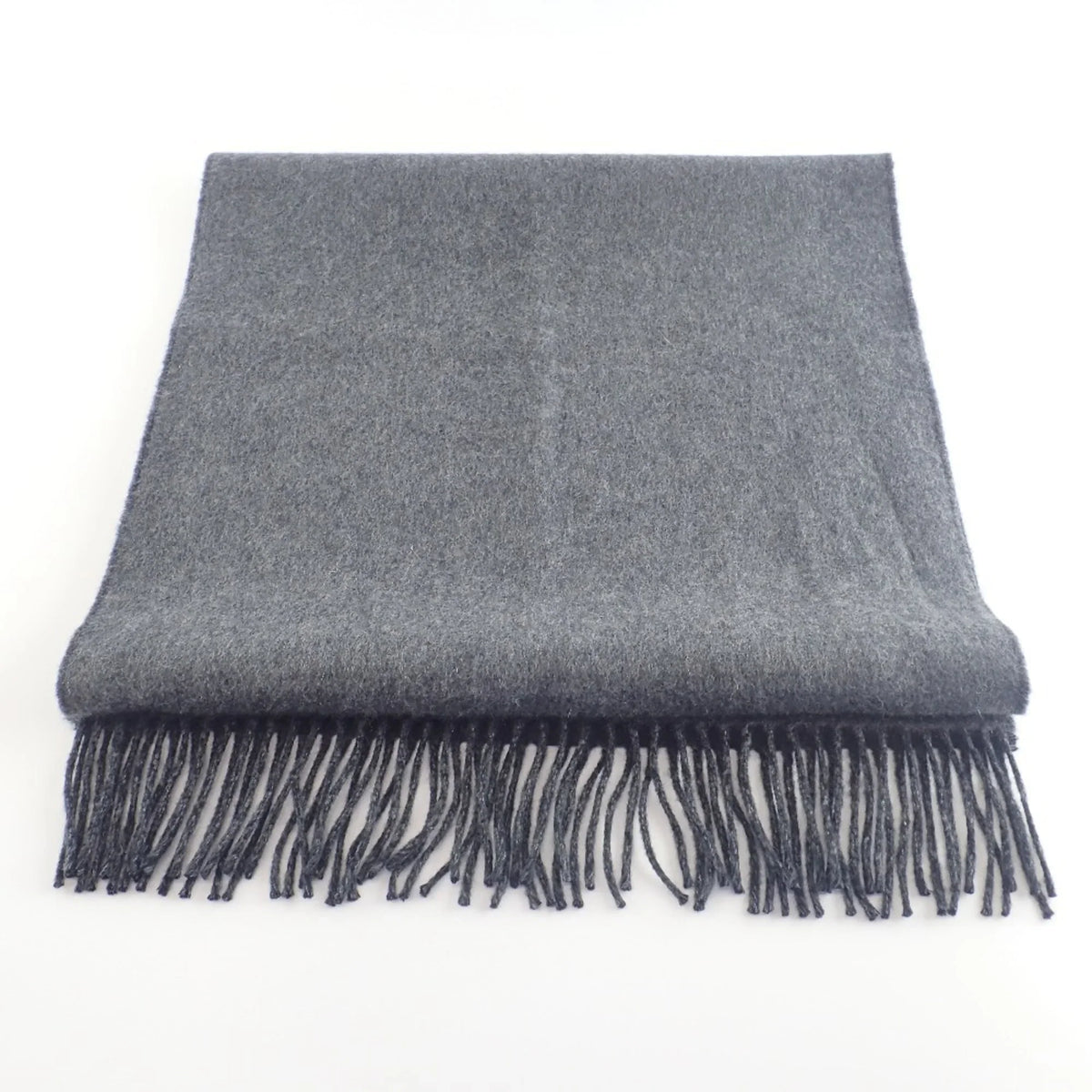 Pre-Owned HERMES Embroidered 100% Cashmere Scarf Black Grey (Good)