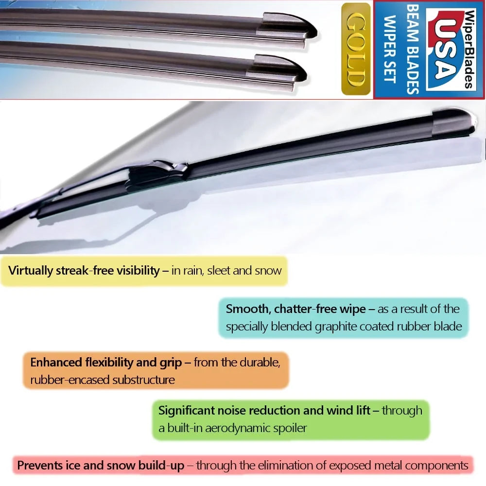 2019 Cadillac XT5 Base Beam Wiper Blades Wipers WBUSA (Set of 3) w/Rear Wiper