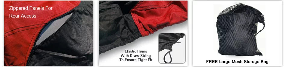 Weatherproof Jet Ski wrap For SEA DOO GTX SC 2005 - RED / Black Color - All atmospheric conditions - Trailerable - Protects from Rain, Sun, UV Rays, And More! Includes Trailer Straps And Storage Bag