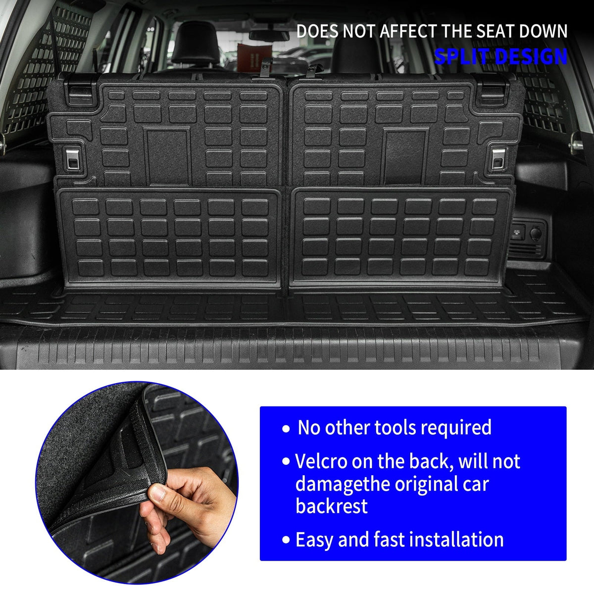Fit 2010-2023  4Runner 7 Seats Trunk Mat Cargo Liner Accessories (3rd Row Backrest Mats+Trunk Mat)