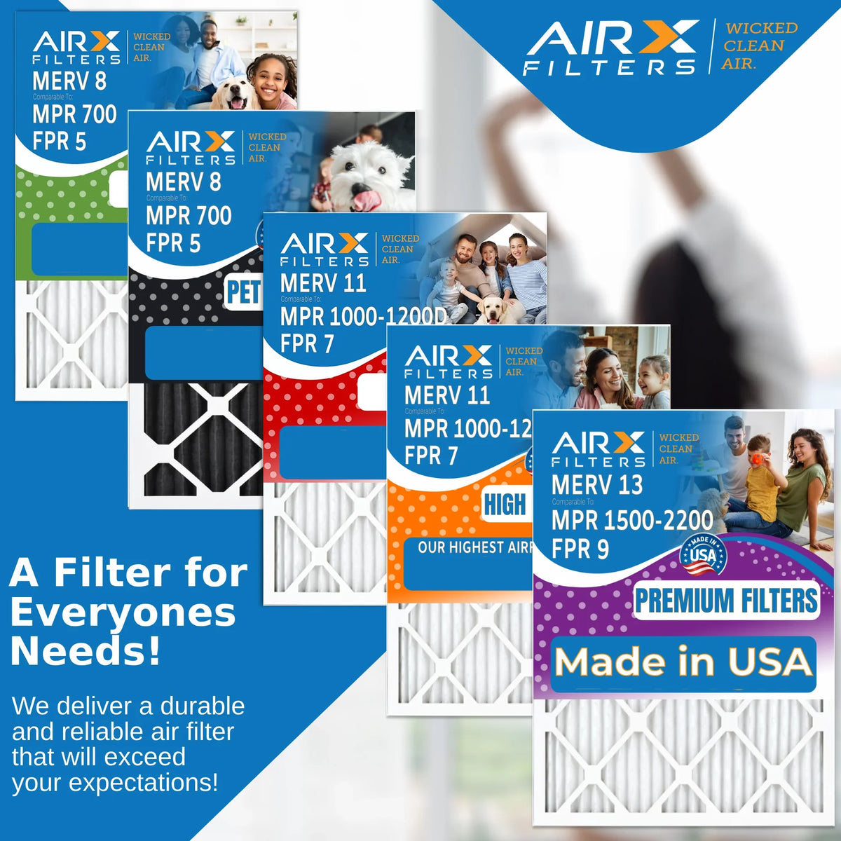 20x25x5 Air Filter MERV 8 Comparable to MPR 700 & FPR 5 suitable with Honeywell FC100A1037 Premium USA Made 20x25x5 Furnace Filter 1 Single Filter by AIRX FILTERS WICKED CLEAN AIR.