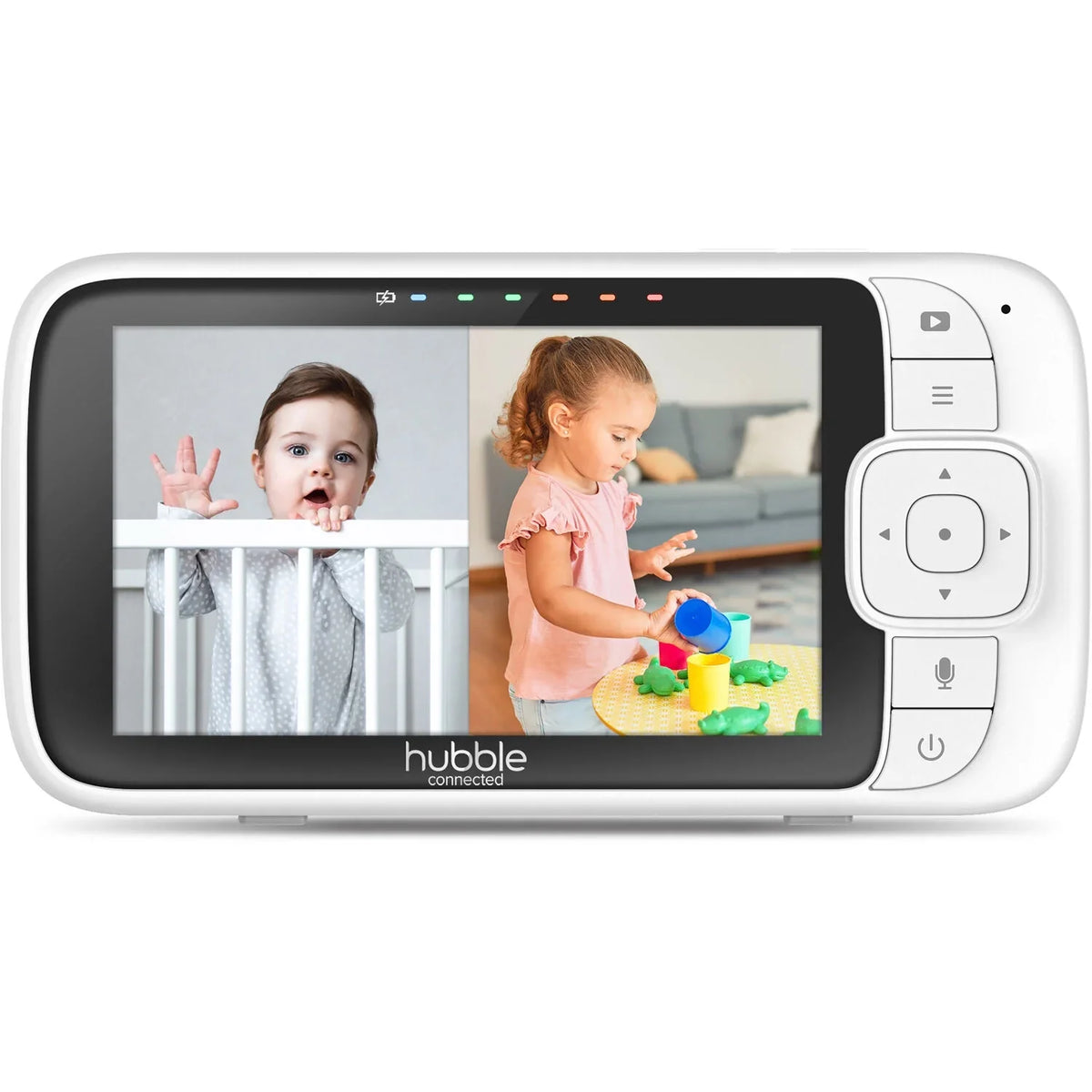 Hubble Connected Nursery Pal Glow+ Twin with 2 Cameras, HD Color Screen, and Hubble Grip in White
