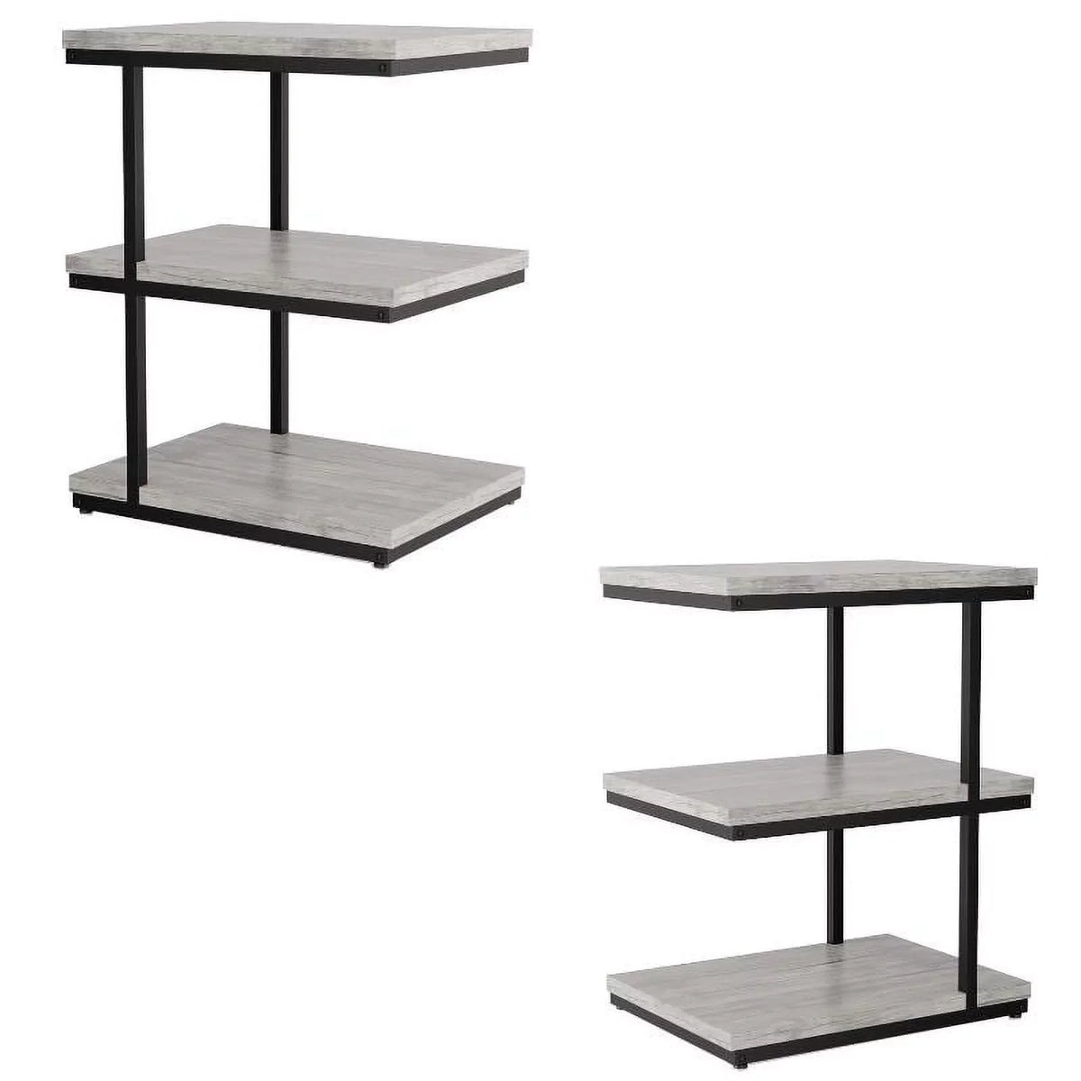 FOA Neeva Industrial Metal 3-Shelf Side Table in Light Gray Set of 2