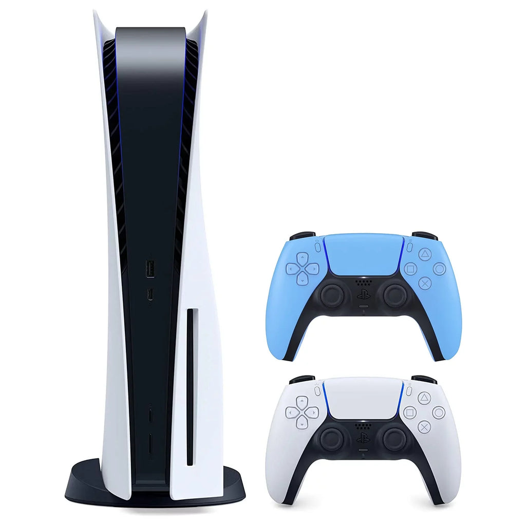 Playstation 5 Disc Version ( PS5 Disc) with Extra Controller and Dual Charging Station - Starlight Blue Bundle