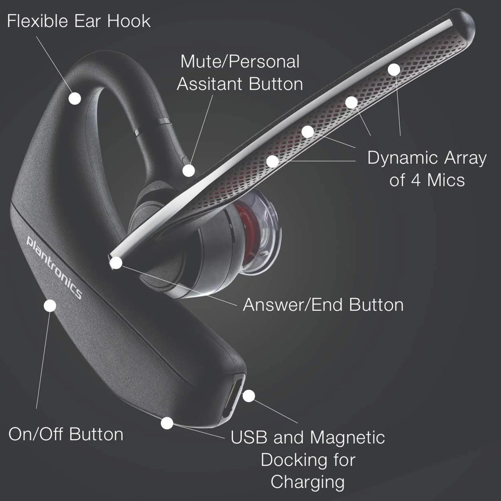 Plantronics Voyager 5200-UC Bluetooth Headset - 206110-01 - suitable with Smartphones, PC, MaC, Softphones, Tablets