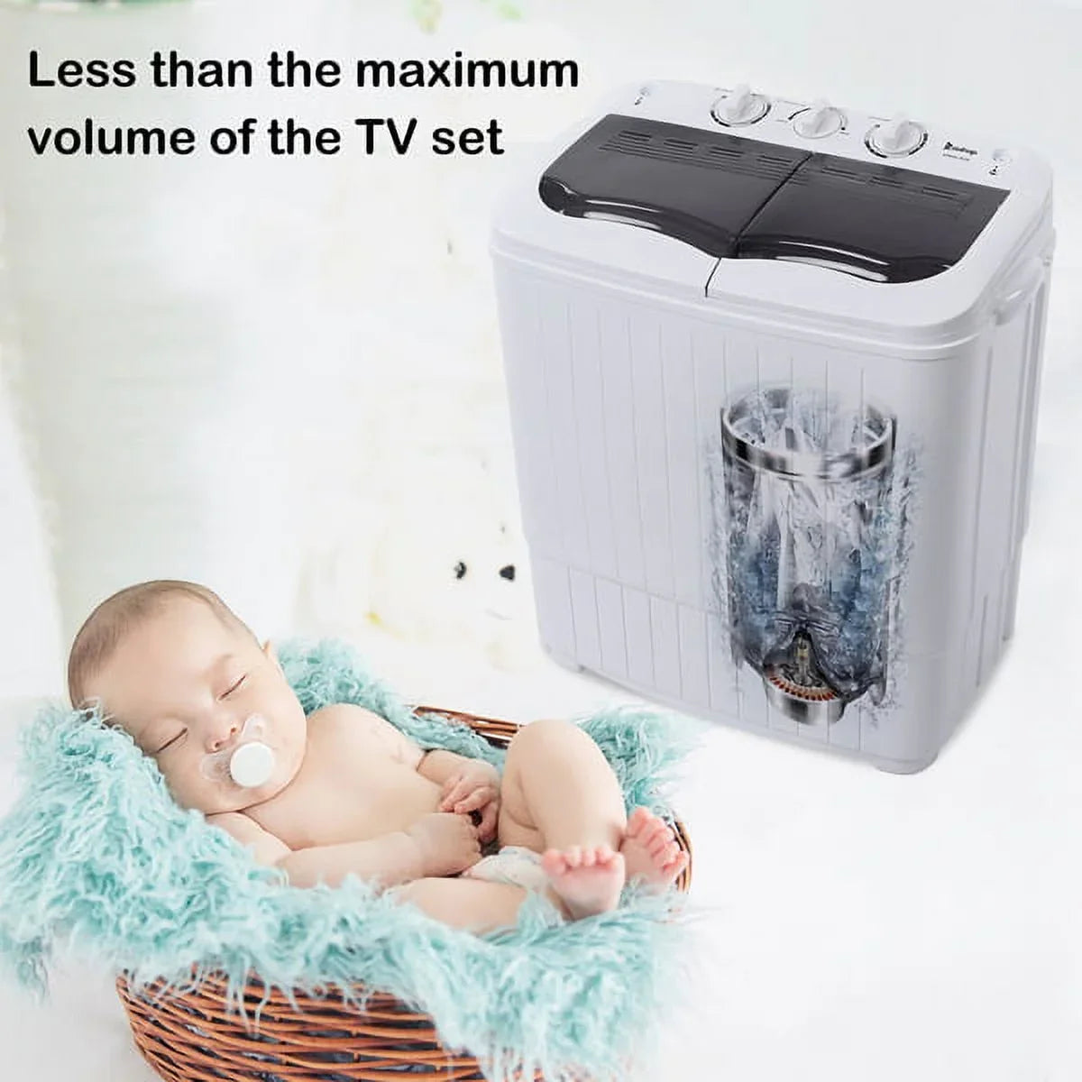 SYTHERS Semi-Automatic Washing Machine 14.3lbs, Mini 7.7lbs Washer Machine with 6.6lbs Spinner, Twin Tub Washer Combo with Drain Pump, for Dorms Apartments