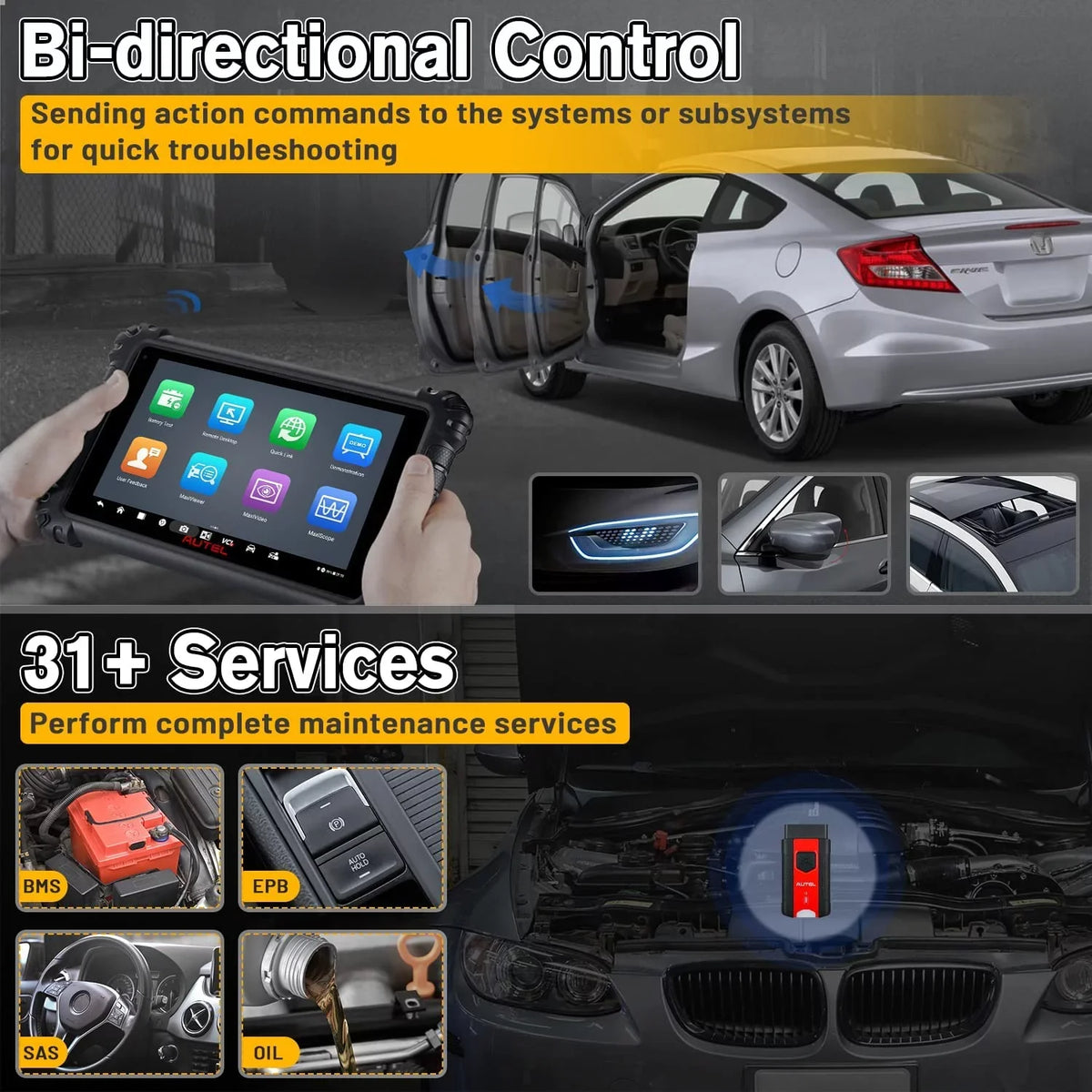 Autel MaxiSYS MS906 Pro Car Diagnostic Scanner, Upgrade of MS906BT/MK906BT, ECU Coding, Bi-Directional Control