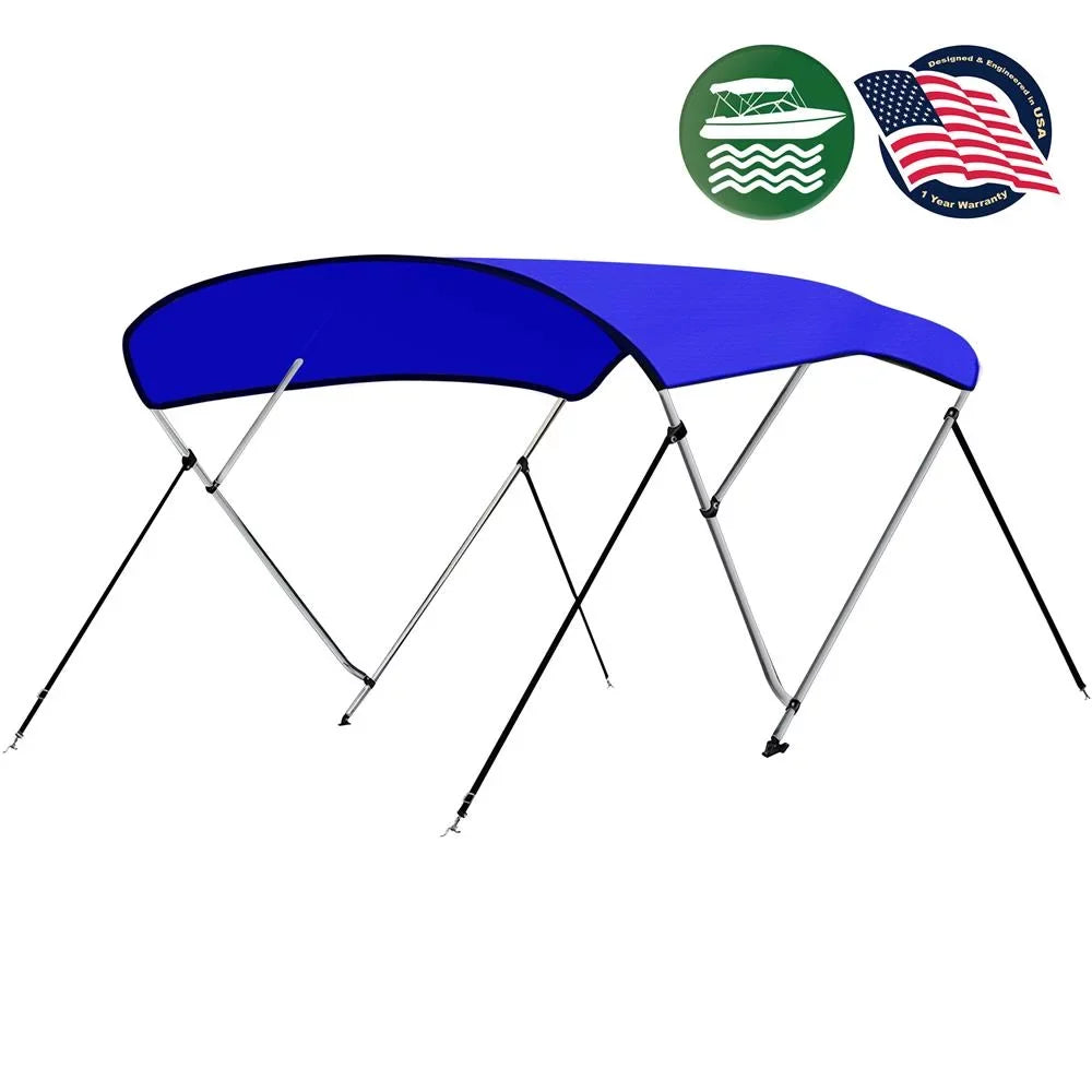 SereneLife 4 Bow 85-90 Inch Bimini Top craft shield with Double Walled Frame, Blue