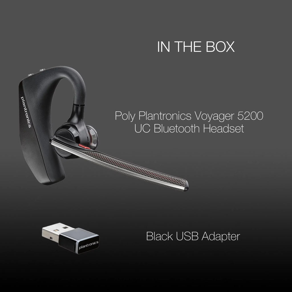 Plantronics Voyager 5200-UC Bluetooth Headset - 206110-01 - suitable with Smartphones, PC, MaC, Softphones, Tablets