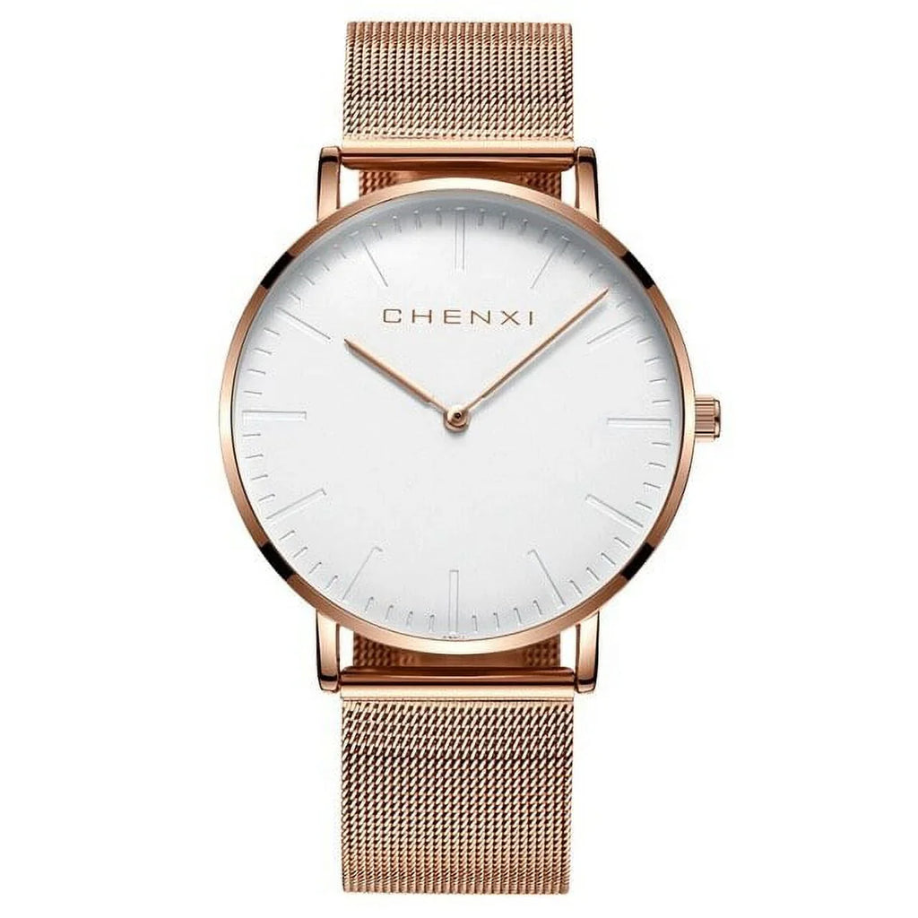 CHENXI Fashion Rose gold Lover Watches Men Waterproof Ultra thin Quartz Watch Top Luxury Brand Woman Elegant Dress Ladies Watch