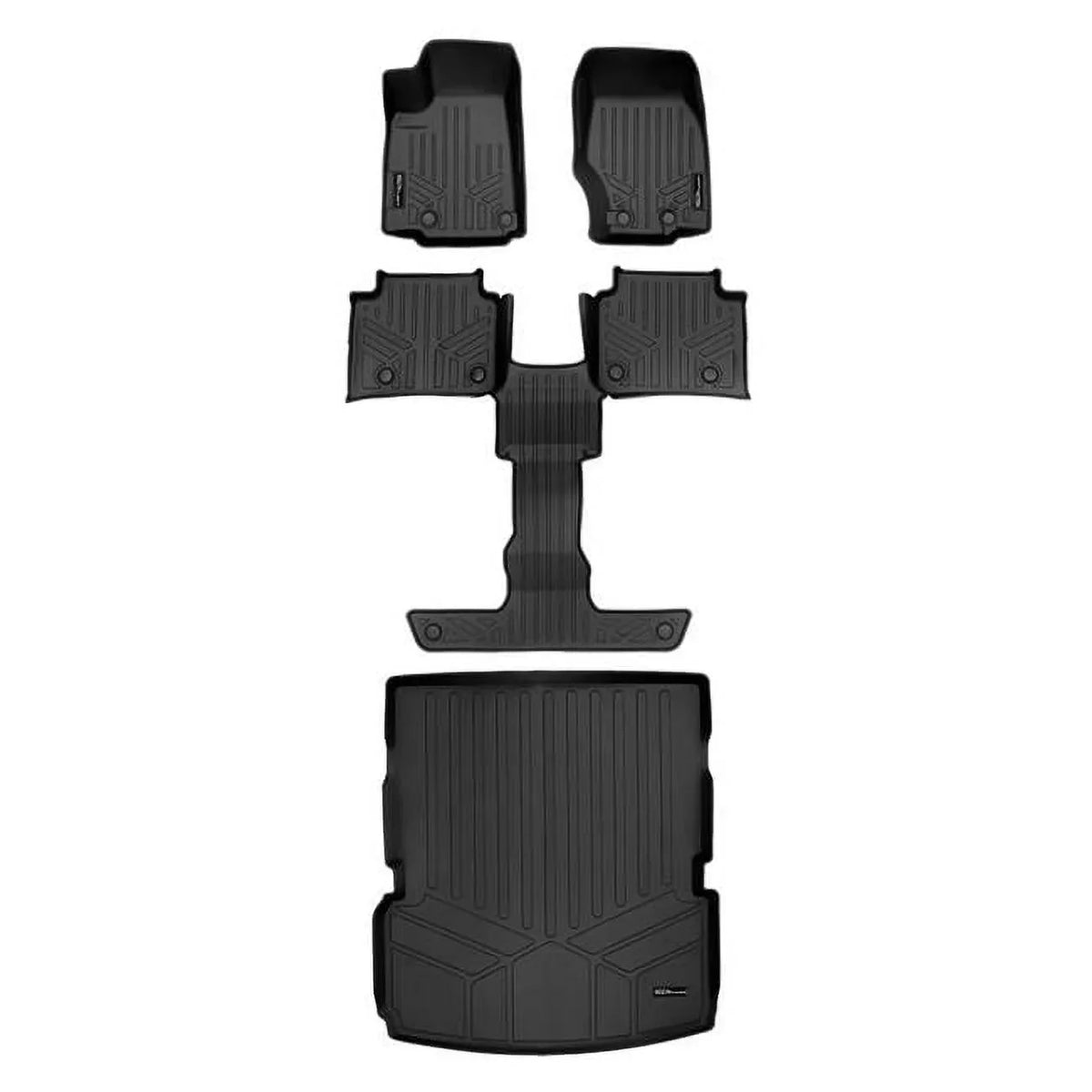 Smartliner SA0568-B0570-D0568 All climate Custom Fit Black 3 Row & Cargo Liner Behind the 2nd Row Floor Mat Liner Set for 2021-2023 Jeep Grand Cherokee L, Black