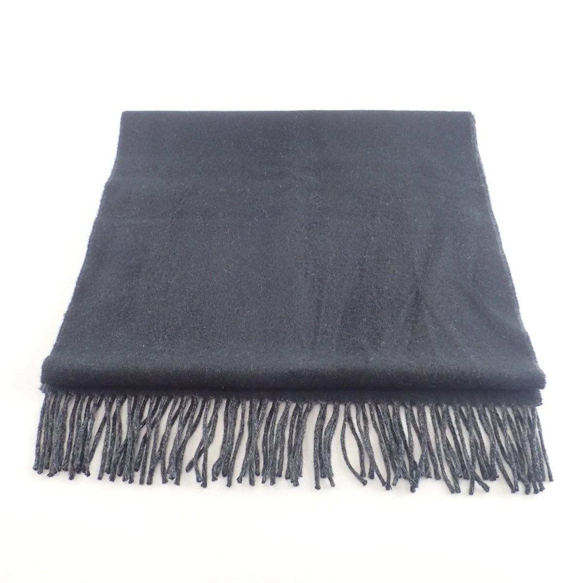 Pre-Owned HERMES Embroidered 100% Cashmere Scarf Black Grey (Good)