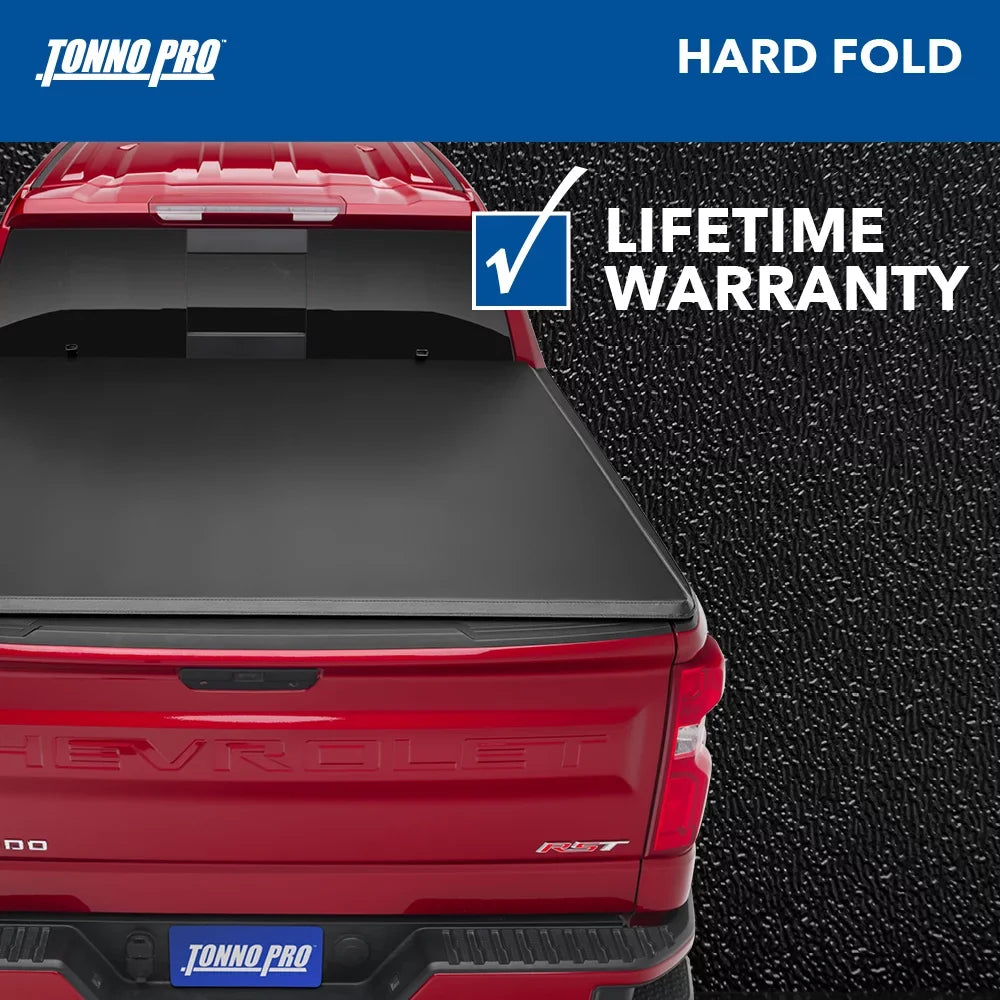 Tonno Pro | Hard Fold, Hard Folding Truck Bed Tonneau shield | HF-154 | Fits 2007 - 2013 Chevy/GMC Silverado/Sierra 1500 6' 7" Bed (78.7")