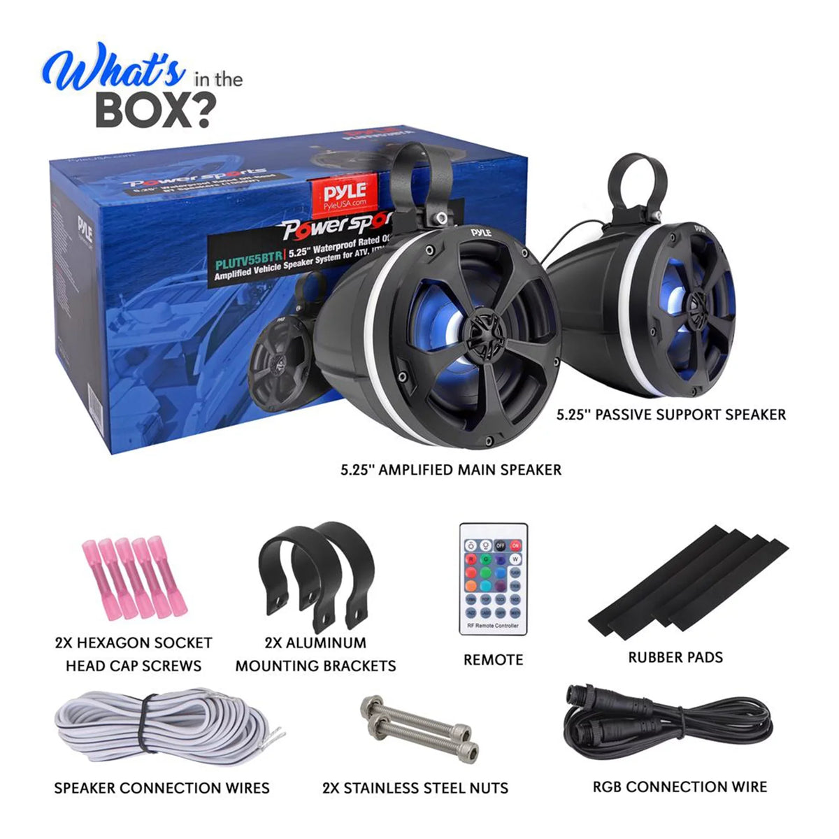 Pyle 5.25 In 1,000 Watt 2 Channel Waterproof Off Road vessel and ATV Speakers