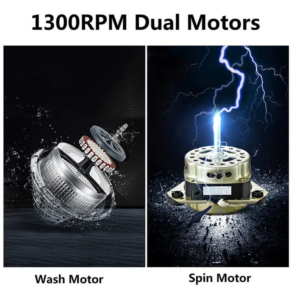 SYTHERS Semi-Automatic Washing Machine 14.3lbs, Mini 7.7lbs Washer Machine with 6.6lbs Spinner, Twin Tub Washer Combo with Drain Pump, for Dorms Apartments