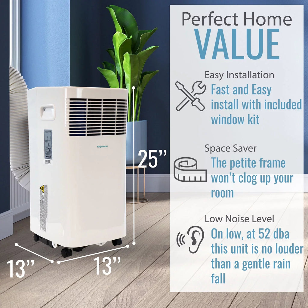 Ft.. Keystone 5,000 BTU 115V Portable Air Conditioner with I Sense Remote Control for a Room up to 250 Sq