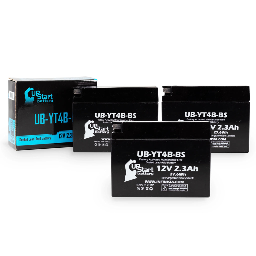 3 Pack - YT4B-BS Battery Replacement for (2.3Ah, 12v, Sealed) Factory Activated, Maintenance Free Battery - suitable with 2015 Yamaha SR400, 2008 Suzuki DR-Z70, 2009 Suzuki DR-Z70