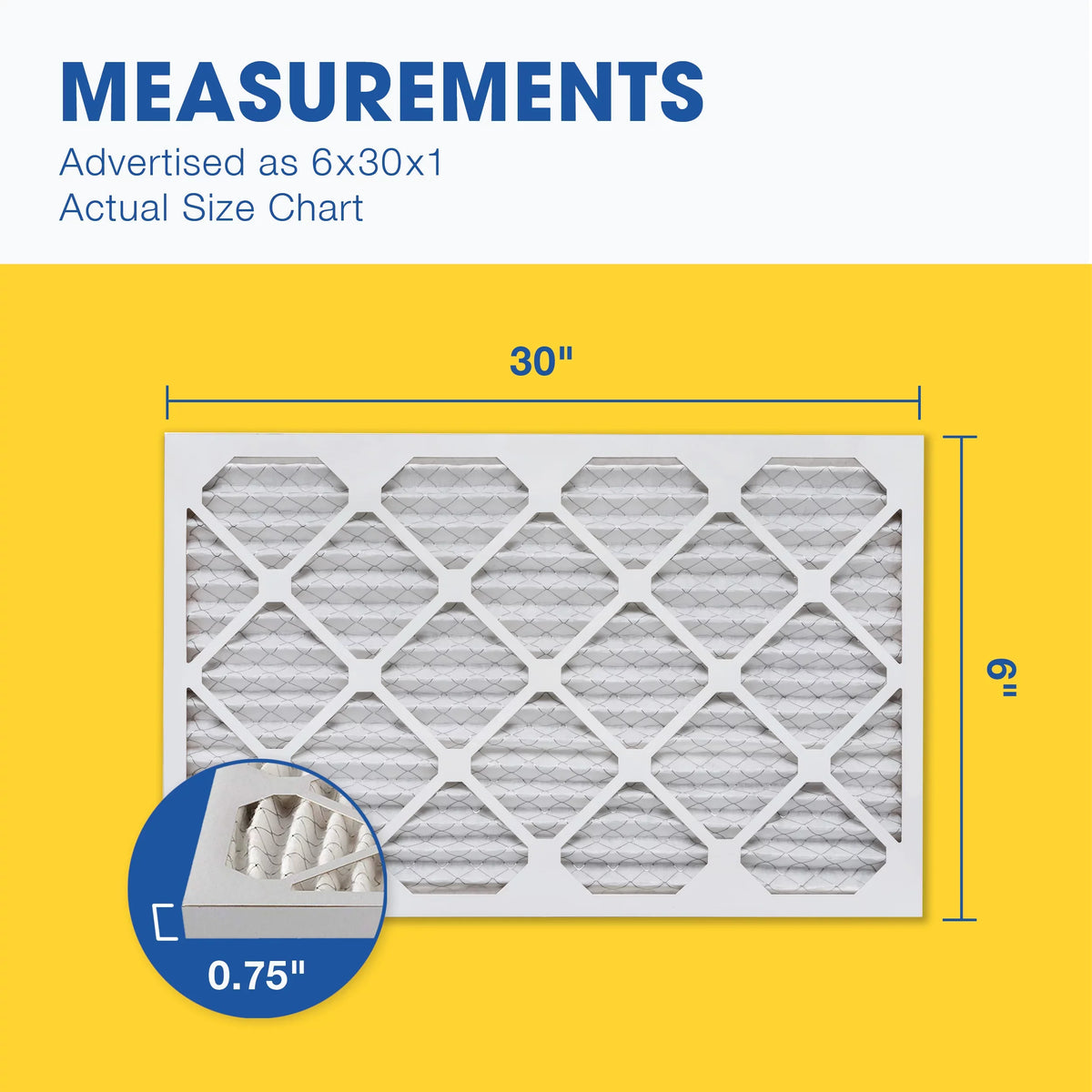 Aerostar 6x30x1 MERV 13 Pleated Air Filter, AC Furnace Air Filter, 4 Pack