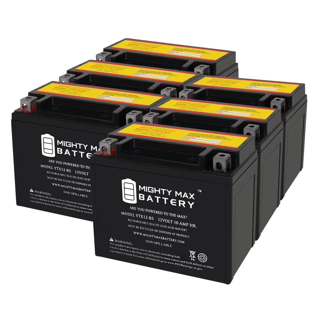 YTX12-BS 12V 10Ah Replacement Battery suitable with Suzuki GSX-R1000, Z 01-04 - 6 Pack