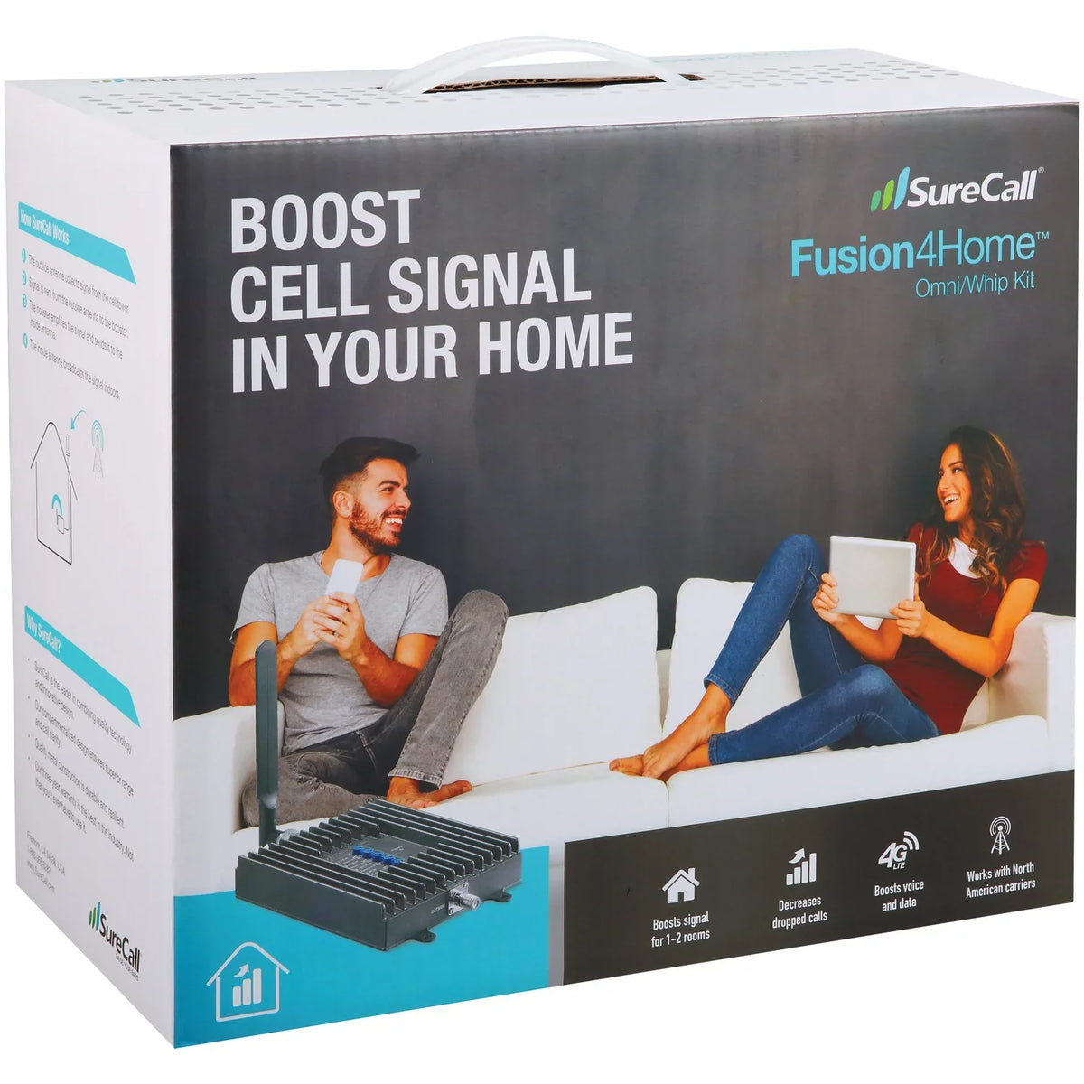SC-PolyH-72-ORA-Kit. ft. SureCall Fusion4Home Omni/Whip Voice, Text & 4G LTE Cell Phone Signal Booster for Homes up to 2,000 sq
