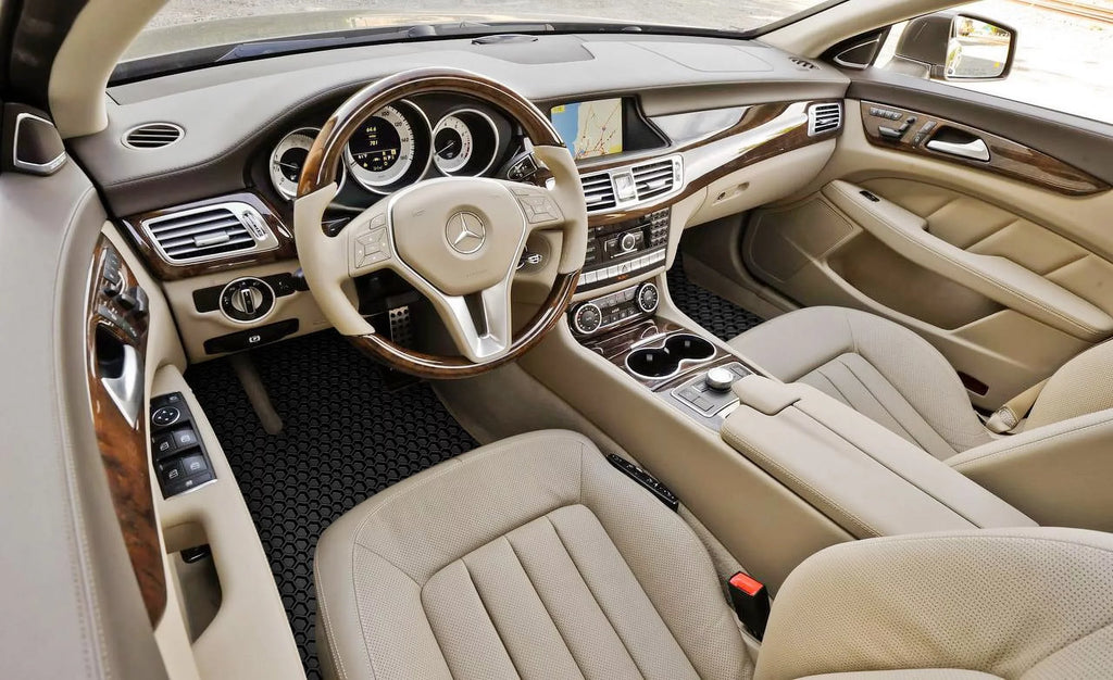 ToughPRO - 1st & 2nd Row Mats matching with MERCEDES-BENZ C400 - All atmospheric conditions Heavy Duty (Made in USA) - Black Rubber - 2015 (Sedan)