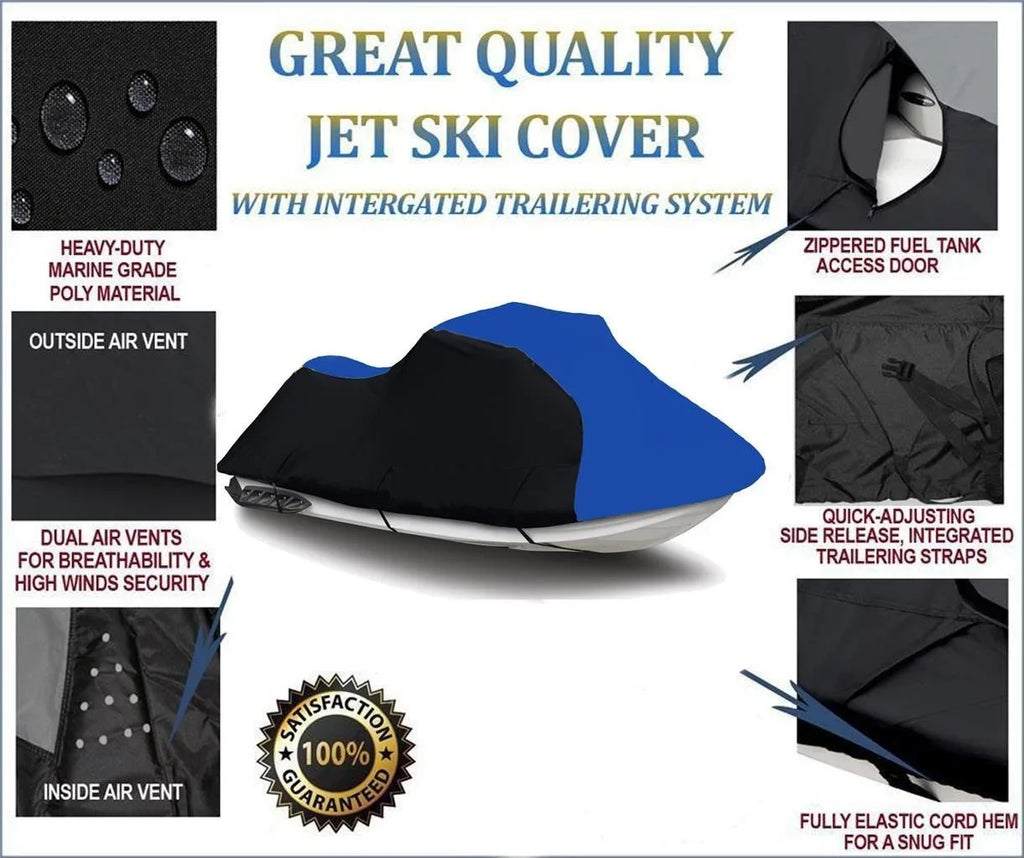 BLACK / BLUE HEAVY-DUTY wrap suitable for POLARIS JET SKI GENESIS PWC protector 1999 2000 2001 2002