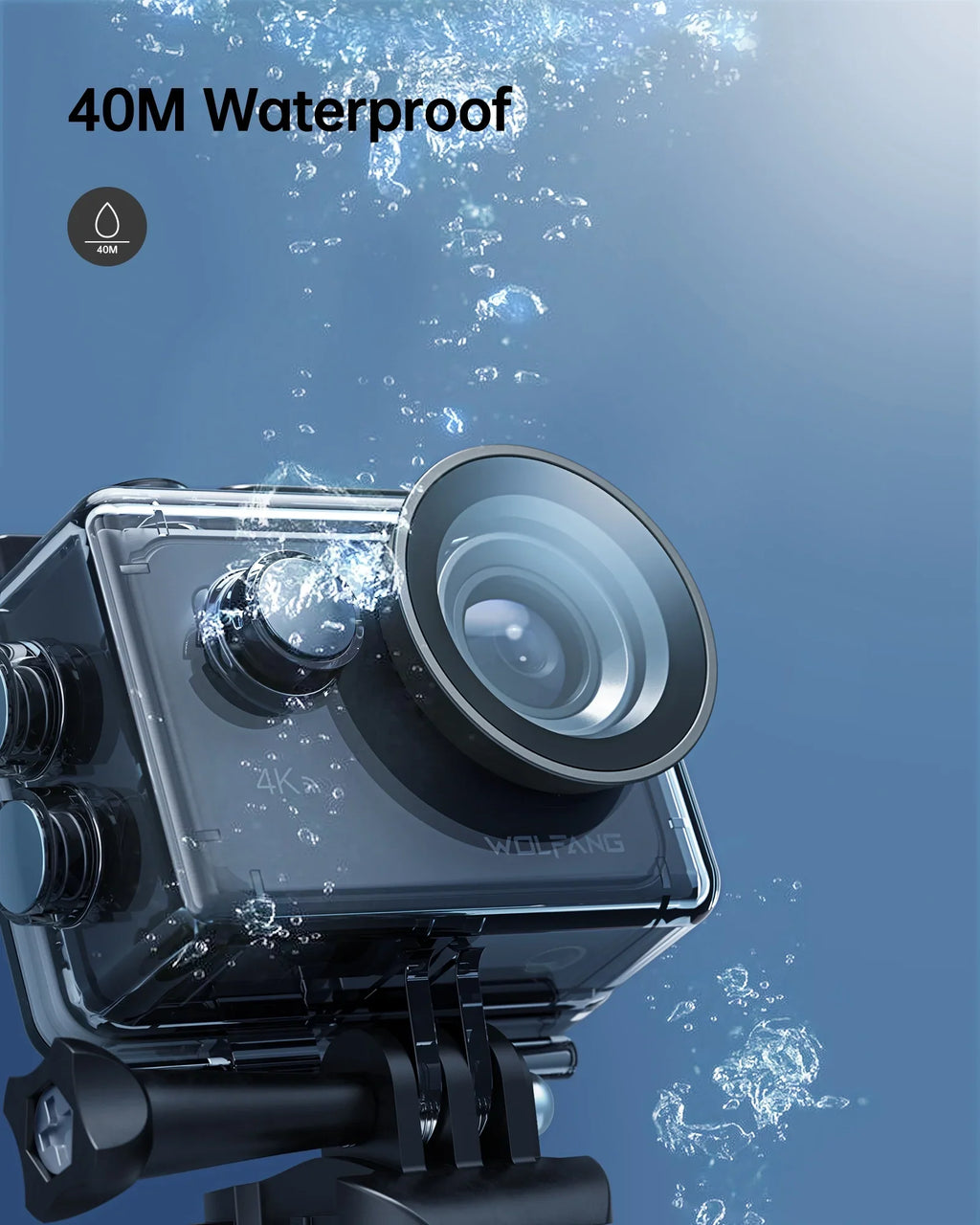 WF Action Cam 4K 60FPS 24MP Sport Camera 40M Underwater Camera Waterproof with Touch Screen Vlog Camera EIS Remote Control  170° Wide Angle