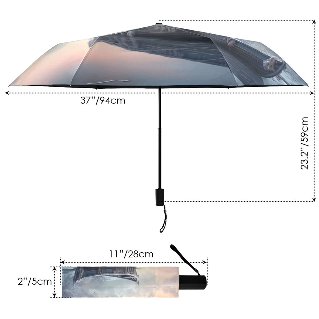 Winter Snow with craft Compact Folding Umbrella for Rain Windproof Travel Umbrella UPF 50+ Lightweight Packable Arc Size