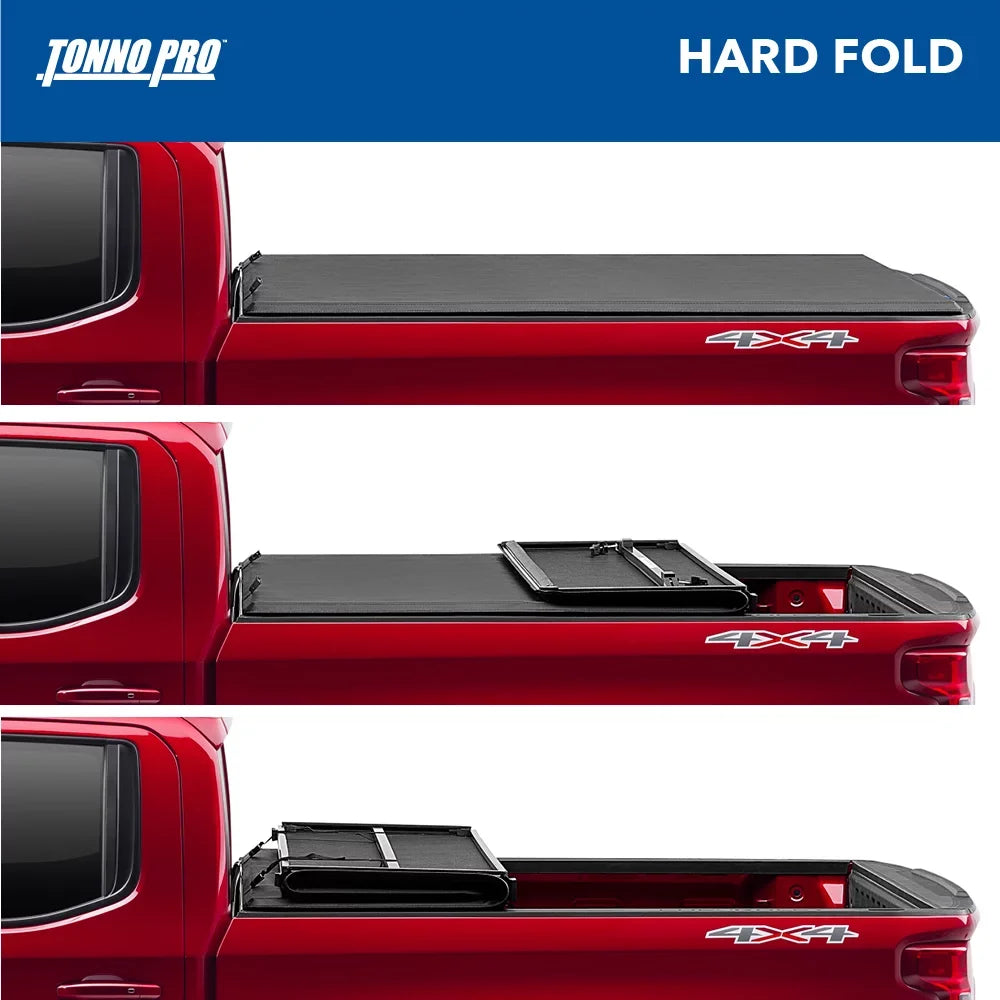 Tonno Pro | Hard Fold, Hard Folding Truck Bed Tonneau shield | HF-154 | Fits 2007 - 2013 Chevy/GMC Silverado/Sierra 1500 6' 7" Bed (78.7")