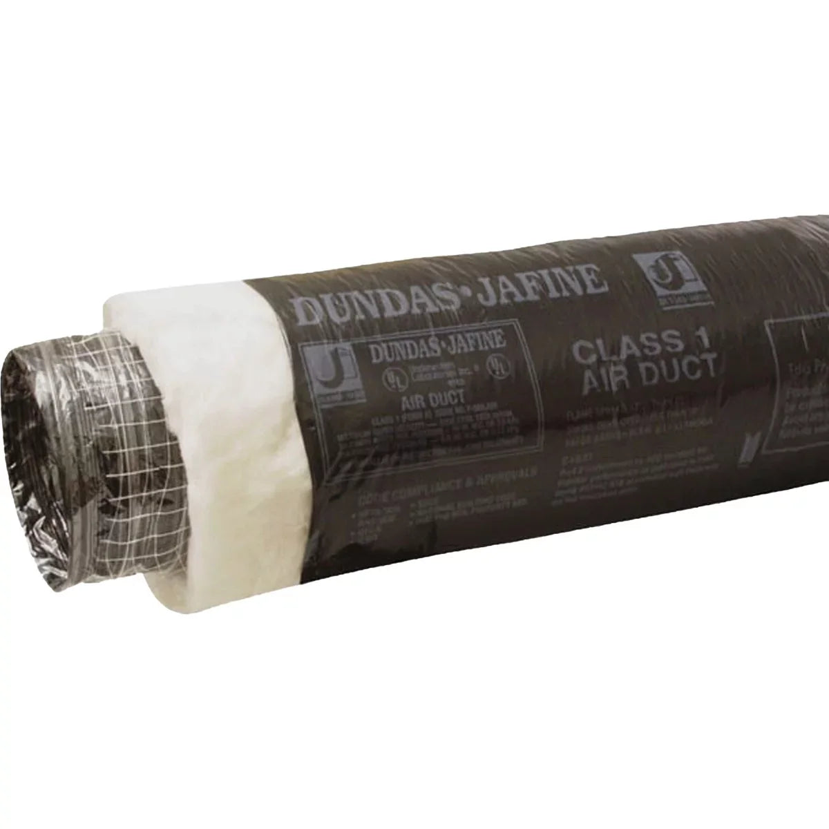 R6.0 Black Jacket Flexible Insulated Ducting. x 25 Ft. I.D. Dundas Jafine 12 In