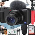 ZV-1F Vlogging Camera (Black) with SanDisk 64GB Memory Card + Tripod + ZeeTech Accessory Bundle