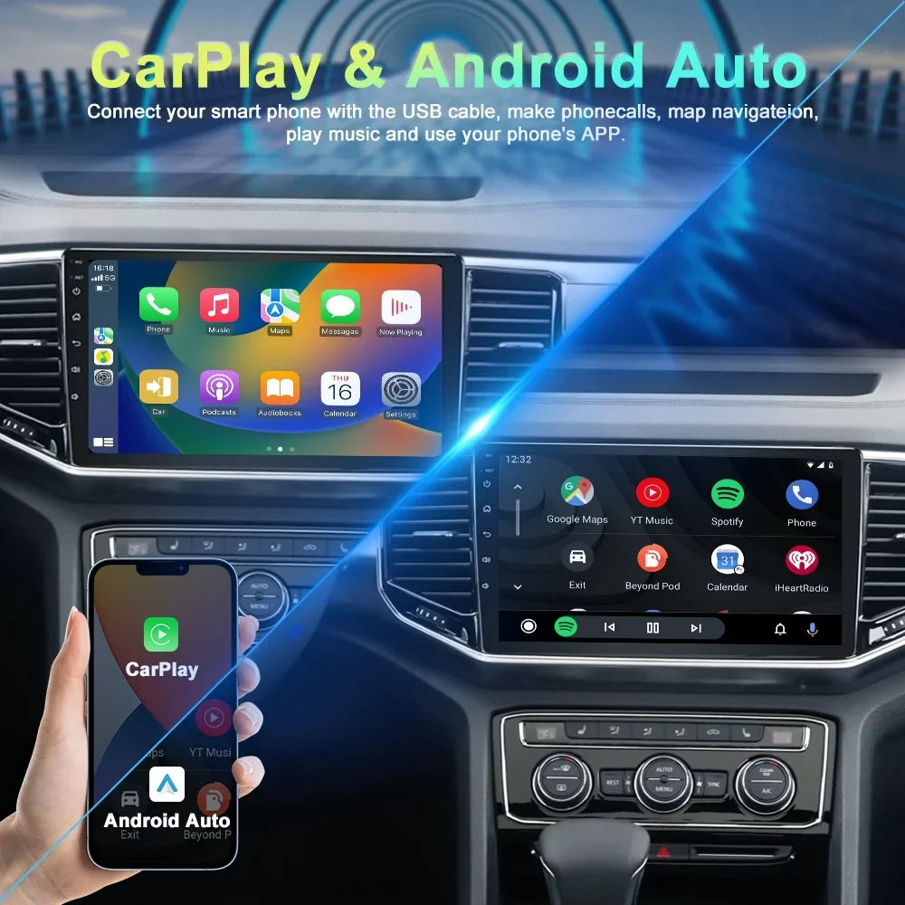 Car Radio for  Highlander 2014-2019 Built-in Carplay/Android Auto, Android 10 Host 4G RAM 64G ROM with WiFi GPS Navigation Bluetooth Steering Wheel Control