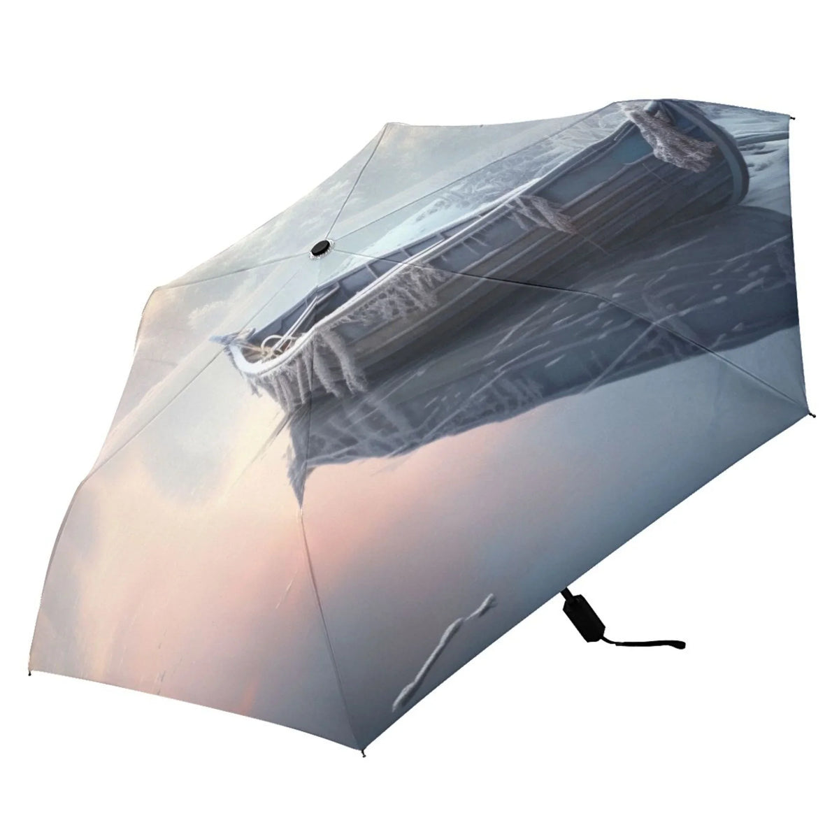Winter Snow with craft Compact Folding Umbrella for Rain Windproof Travel Umbrella UPF 50+ Lightweight Packable Arc Size