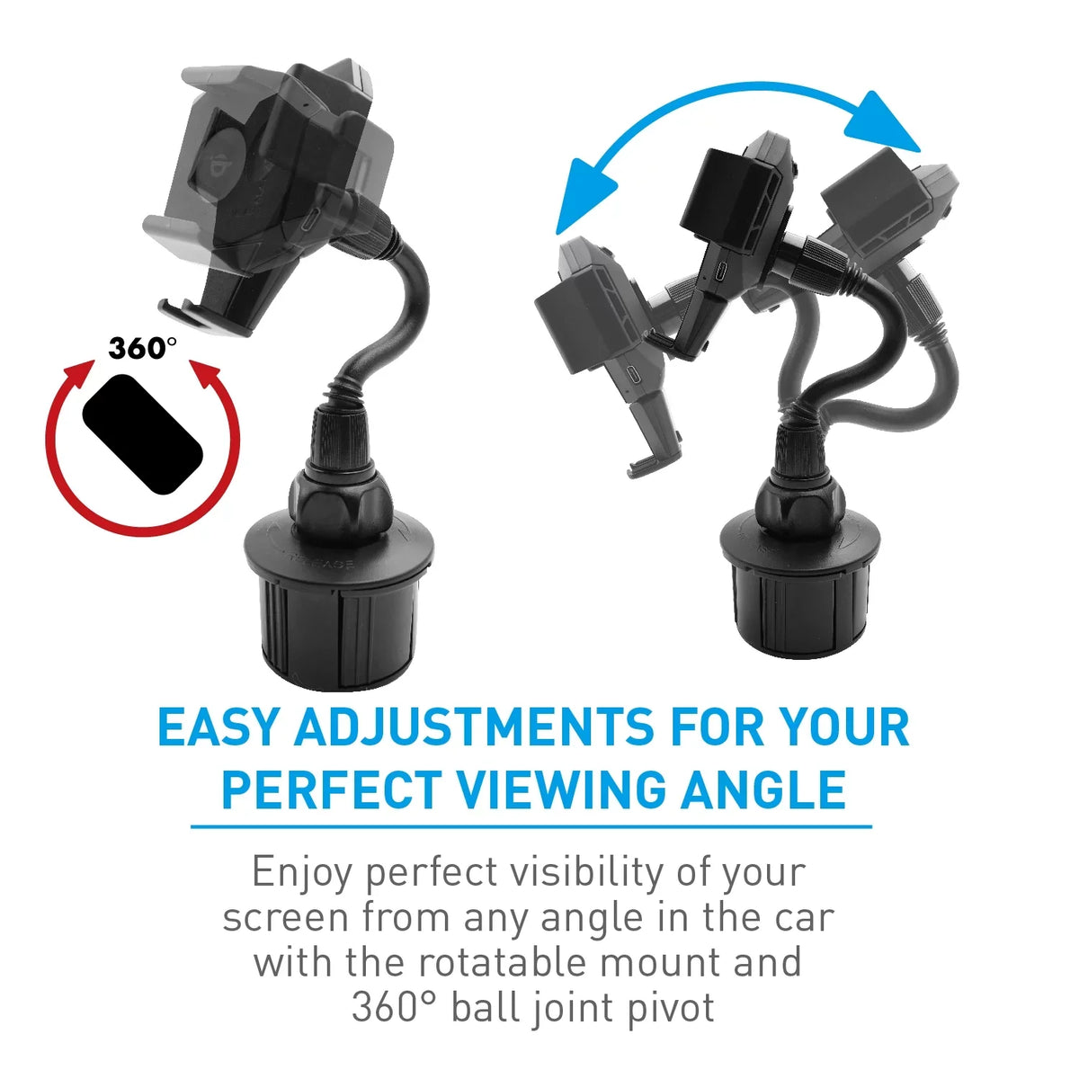 Macally Car Cup Holder Smartphone Mount with Wireless Qi Charger for  iPhone 14 13 X Pro Max mini SE 8 Plus,  Galaxy Note S23 S22 Ultra Plus 5G, Tablets 10.5" Wide