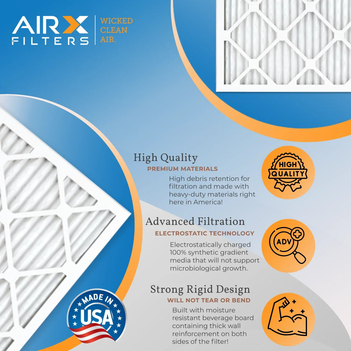 20x24x1 Air Filter MERV 8 Comparable to MPR 700 & FPR 5 Electrostatic Pleated Air Conditioner Filter 4 Pack HVAC AC Premium USA Made 20x24x1 Furnace Filters by AIRX FILTERS WICKED CLEAN AIR.