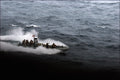 24"x36" Gallery Poster, inflatable craft departs the amphibious transport dock ship USS San Antonio (LPD-17)