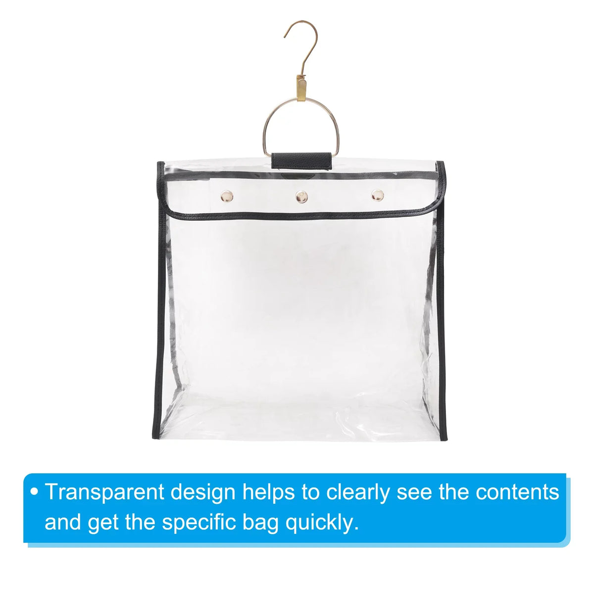 Uxcell Handbag Dust Bags, Large Size PVC Clear Dustproof Purse Storage Organizer, Black